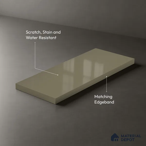 Grey Solid Colors Look LM 23279 Serene Grey 8 ft x 4 ft High Gloss Finish 6H Anti Scratch Acrylic Laminate - 1.5 mm | Suitable for Living Room, Kitchen, Office