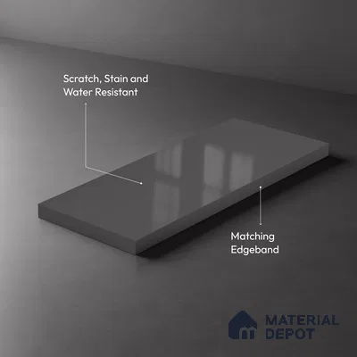 Grey Solid Colors Look LM 23284 Planet Grey 8 ft x 4 ft High Gloss Finish 6H Anti Scratch Acrylic Laminate - 1.5 mm | Suitable for Living Room, Kitchen, Office