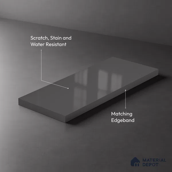 Grey Solid Colors Look LM 23284 Planet Grey 8 ft x 4 ft High Gloss Finish 6H Anti Scratch Acrylic Laminate - 1.5 mm | Suitable for Living Room, Kitchen, Office
