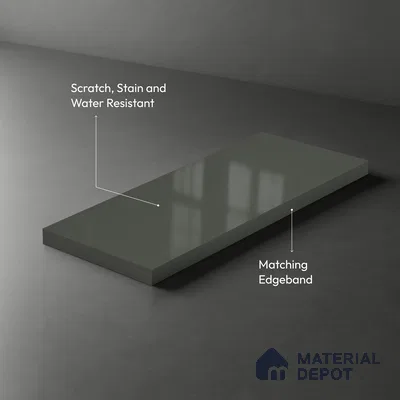 Cold Flint Grey Solid Colors Look LM 23286 Cold Flint 8 ft x 4 ft High Gloss Finish 6H Anti Scratch Acrylic Laminate - 1.5 mm | Suitable for Living Room, Kitchen, Office