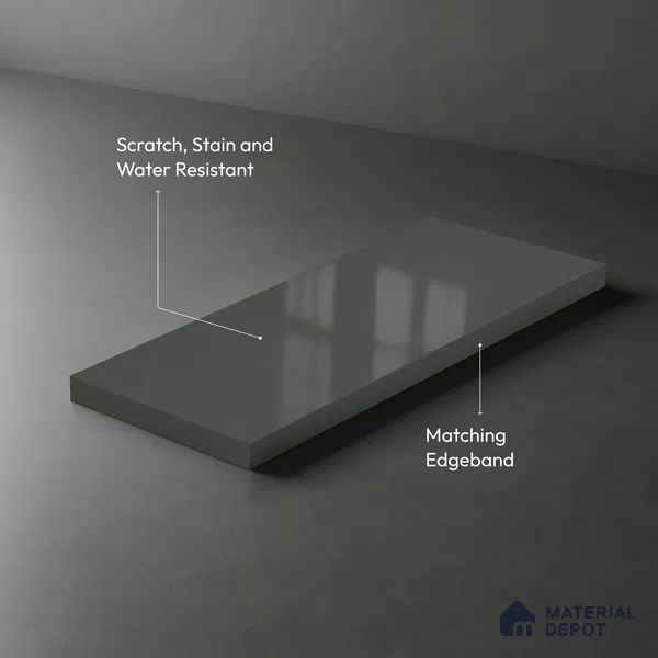 Cold Flint Grey Solid Colors Look LM 23286 Cold Flint 8 ft x 4 ft High Gloss Finish 6H Anti Scratch Acrylic Laminate - 1.5 mm | Suitable for Living Room, Kitchen, Office