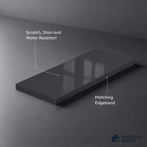 Charcoal Grey Solid Colors Look LM 23287 Sky Tint 8 ft x 4 ft High Gloss Finish 6H Anti Scratch Acrylic Laminate - 1.5 mm | Suitable for Living Room, Kitchen, Office