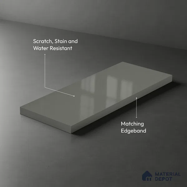 Grey Sparkle Look LM 23289 Metallic Grey 8 ft x 4 ft High Gloss Finish 6H Anti Scratch Acrylic Laminate - 1.5 mm | Suitable for Kitchen Cabinet, TV Unit, Wardrobe