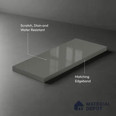 Grey Solid Colors Look LM 23290 Dove Grey 8 ft x 4 ft High Gloss Finish 6H Anti Scratch Acrylic Laminate - 1.5 mm | Suitable for Living Room, Kitchen, Office