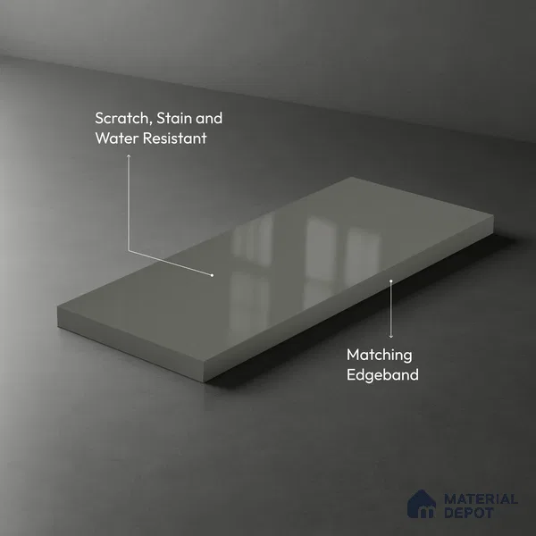 Grey Solid Colors Look LM 23290 Dove Grey 8 ft x 4 ft High Gloss Finish 6H Anti Scratch Acrylic Laminate - 1.5 mm | Suitable for Living Room, Kitchen, Office