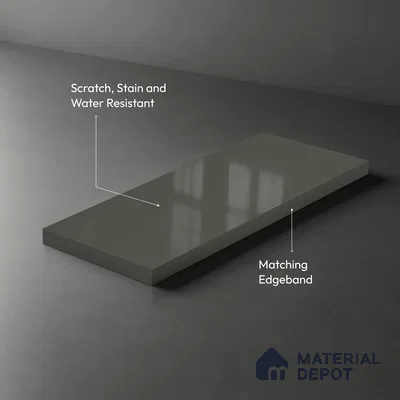 Charcoal Grey Solid Colors Look LM 23291 Silver Trinket 8 ft x 4 ft High Gloss Finish 6H Anti Scratch Acrylic Laminate - 1.5 mm | Suitable for Living Room, Kitchen, Office