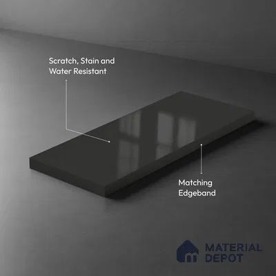 Charcoal Grey Solid Colors Look LM 23293 Charcoal Grey Hare 8 ft x 4 ft High Gloss Finish 6H Anti Scratch Acrylic Laminate - 1.5 mm | Suitable for Living Room, Kitchen, Office