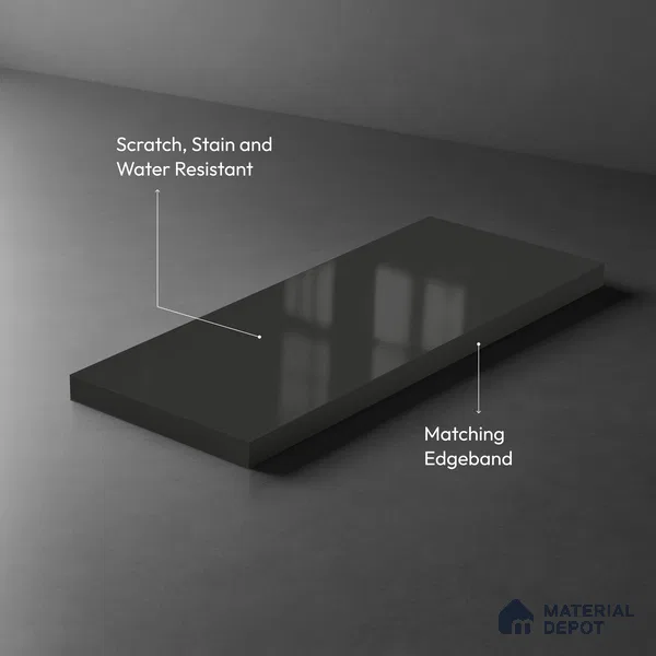 Charcoal Grey Solid Colors Look LM 23293 Charcoal Grey Hare 8 ft x 4 ft High Gloss Finish 6H Anti Scratch Acrylic Laminate - 1.5 mm | Suitable for Living Room, Kitchen, Office