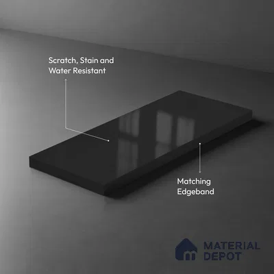 Charcoal Grey Solid Colors Look LM 23294 Coal Mine 8 ft x 4 ft High Gloss Finish 6H Anti Scratch Acrylic Laminate - 1.5 mm | Suitable for Living Room, Kitchen, Office