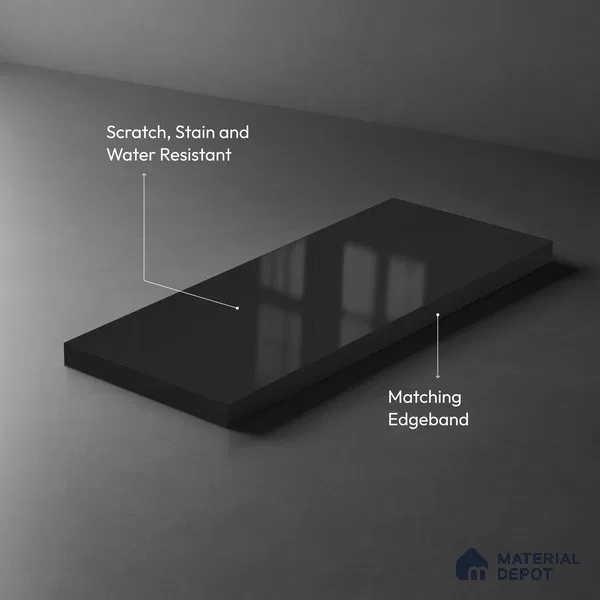 Charcoal Grey Solid Colors Look LM 23294 Coal Mine 8 ft x 4 ft High Gloss Finish 6H Anti Scratch Acrylic Laminate - 1.5 mm | Suitable for Living Room, Kitchen, Office
