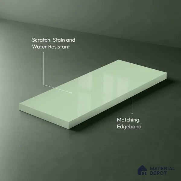 Pale Mint Green Solid Colors Look LM 23299 Ocean Spray 8 ft x 4 ft High Gloss Finish 6H Anti Scratch Acrylic Laminate - 1.5 mm | Suitable for Living Room, Kitchen, Office