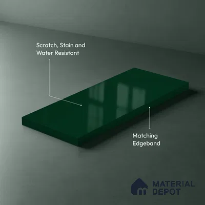 Midnight Pine Green Solid Colors Look LM 23306 Midnight Pine 8 ft x 4 ft High Gloss Finish 6H Anti Scratch Acrylic Laminate - 1.5 mm | Suitable for Living Room, Kitchen, Office