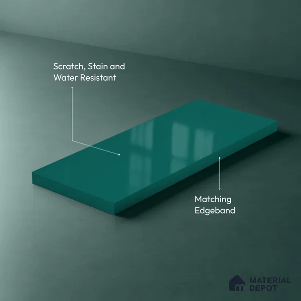 Glacial Teal Blue Solid Colors Look LM 23313 Glacial Lake 8 ft x 4 ft High Gloss Finish 6H Anti Scratch Acrylic Laminate - 1.5 mm | Suitable for Living Room, Kitchen, Office