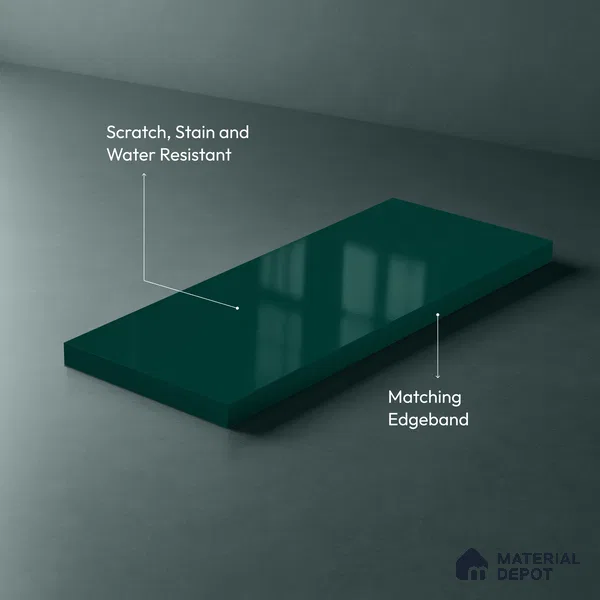 Deep Teal Blue Solid Colors Look LM 23315 Elm Grove 8 ft x 4 ft High Gloss Finish 6H Anti Scratch Acrylic Laminate - 1.5 mm | Suitable for Living Room, Kitchen, Office