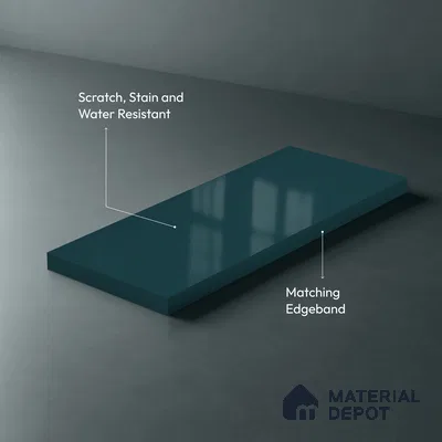 Blue Solid Colors Look LM 23325 Marine Blue 8 ft x 4 ft High Gloss Finish 6H Anti Scratch Acrylic Laminate - 1.5 mm | Suitable for Living Room, Kitchen, Office