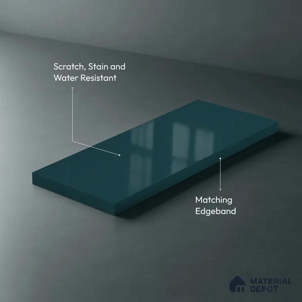 Blue Solid Colors Look LM 23325 Marine Blue 8 ft x 4 ft High Gloss Finish 6H Anti Scratch Acrylic Laminate - 1.5 mm | Suitable for Living Room, Kitchen, Office
