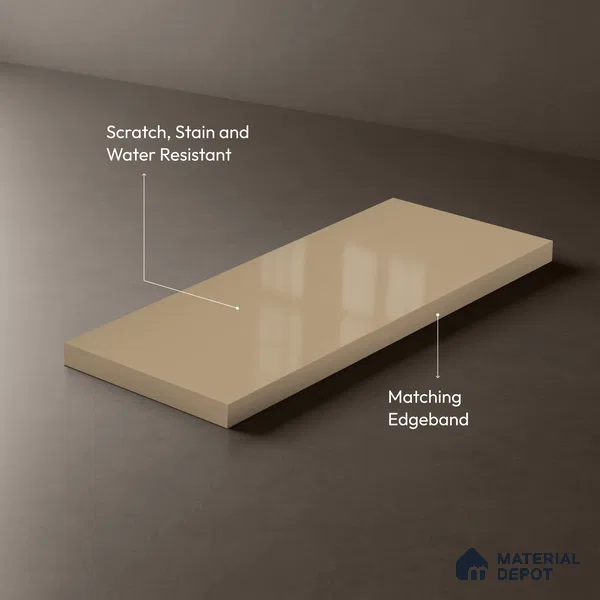 Light Mocha Brown Solid Colors Look LM 23329 Essence Pink 8 ft x 4 ft High Gloss Finish 6H Anti Scratch Acrylic Laminate - 1.5 mm | Suitable for Living Room, Kitchen, Office