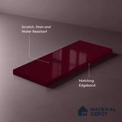 Red Sparkle Look LM 23336 Garnet Red 8 ft x 4 ft High Gloss Finish 6H Anti Scratch Acrylic Laminate - 1.5 mm | Suitable for Kitchen Cabinet, TV Unit, Wardrobe