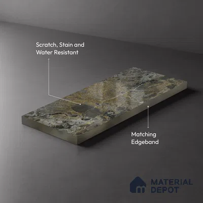 Grey Marble Look LM 23340 Rugged Slate 8 ft x 4 ft High Gloss Finish 6H Anti Scratch Acrylic Laminate - 1.5 mm | Suitable for Kitchen Cabinet, TV Unit, Wardrobe