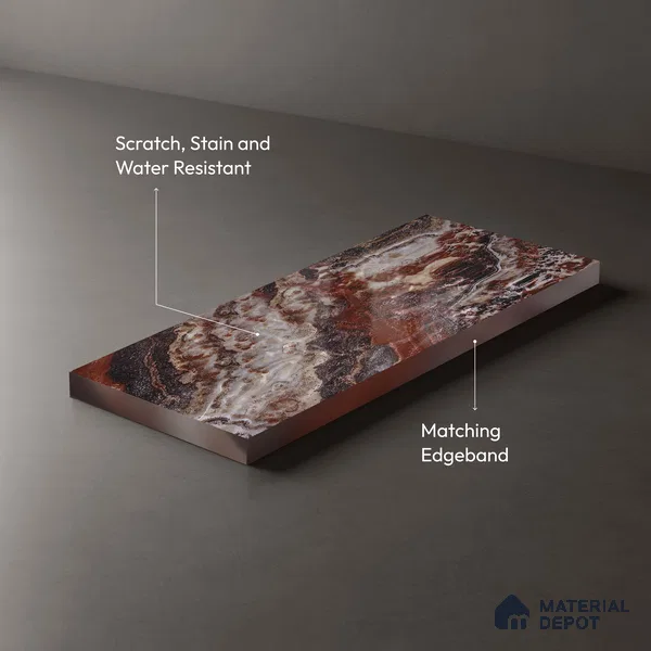 Multi Colour Marble Look LM 23345 Molten Mirage 8 ft x 4 ft High Gloss Finish 6H Anti Scratch Acrylic Laminate - 1.5 mm | Suitable for Kitchen Cabinet, TV Unit, Wardrobe