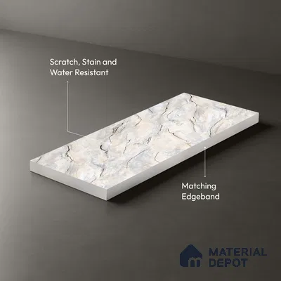 Multi Colour Marble Look LM 23353 Ivory Drift 8 ft x 4 ft High Gloss Finish 6H Anti Scratch Acrylic Laminate - 1.5 mm | Suitable for Kitchen Cabinet, TV Unit, Wardrobe