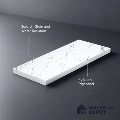 White Marble Look LM 23356 Venato Luxe 8 ft x 4 ft High Gloss Finish 6H Anti Scratch Acrylic Laminate - 1.5 mm | Suitable for Kitchen Cabinet, TV Unit, Wardrobe