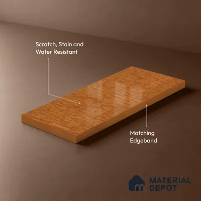 Wooden Look KD 704 Exotica Teak 8 ft x 4 ft High Gloss Finish 6H Anti Scratch Acrylic Laminate - 1.5 mm | Suitable for Kitchen Cabinet, TV Unit, Wardrobe