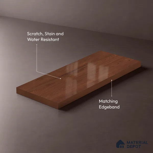 Wooden Look LM 23361 Teak Horizon 8 ft x 4 ft High Gloss Finish 6H Anti Scratch Acrylic Laminate - 1.5 mm | Suitable for Kitchen Cabinet, TV Unit, Wardrobe
