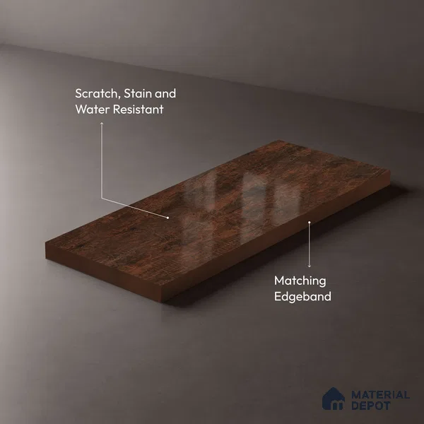Wooden Look LM 23362 EmberWooden 8 ft x 4 ft High Gloss Finish 6H Anti Scratch Acrylic Laminate - 1.5 mm | Suitable for Kitchen Cabinet, TV Unit, Wardrobe