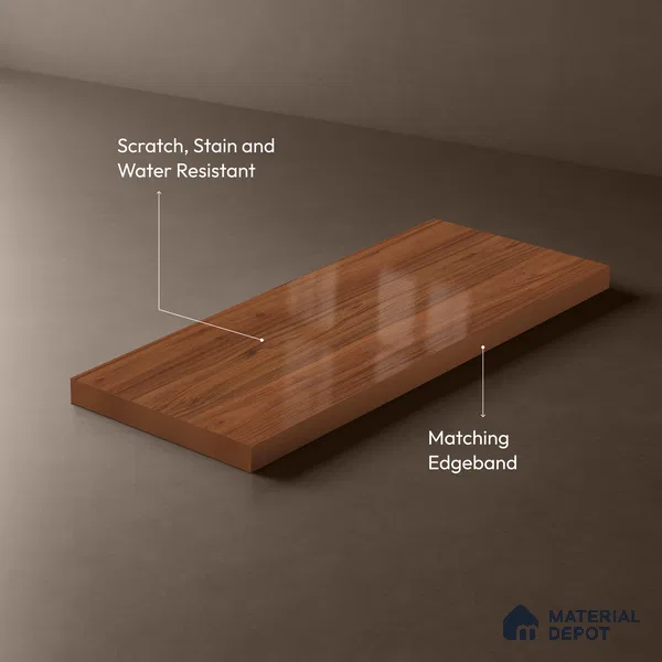 Wooden Look LM 23364 Walnut Crest 8 ft x 4 ft High Gloss Finish 6H Anti Scratch Acrylic Laminate - 1.5 mm | Suitable for Kitchen Cabinet, TV Unit, Wardrobe
