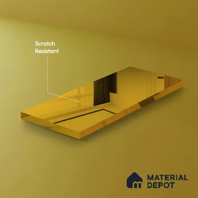 Golden Mirror Look LM 23368 Golden 8 ft x 4 ft High Gloss Finish 6H Anti Scratch Acrylic Laminate - 1.5 mm | Suitable for Kitchen Cabinet, TV Unit, Wardrobe