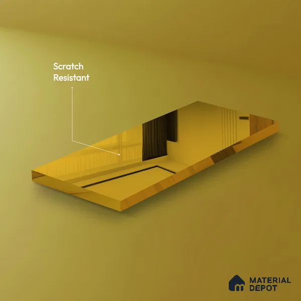 Golden Mirror Look LM 23368 Golden 8 ft x 4 ft High Gloss Finish 6H Anti Scratch Acrylic Laminate - 1.5 mm | Suitable for Kitchen Cabinet, TV Unit, Wardrobe