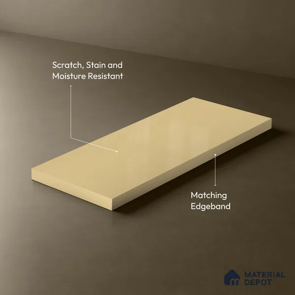 LM 23639 8 ft x 4 ft Solid Plain High Gloss Finish Acrylic Laminate - 1.5 mm | Suitable for Living Room, Kitchen, Office | Matching Edgeband Code EB 122142
