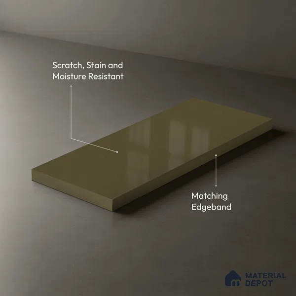LM 23661 8 ft x 4 ft Solid Plain High Gloss Finish Acrylic Laminate - 1.5 mm | Suitable for Living Room, Kitchen, Office | Matching Edgeband Code EB 1124
