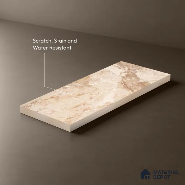 Brown Marble Look LM 06183 8 ft x 4 ft Texture Finish Decorative Laminate - 1 mm | Suitable for TV Unit, Wardrobe, Kitchen Cabinets