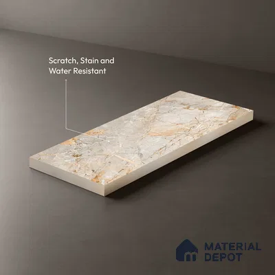 Brown Marble Look LM 06186 8 ft x 4 ft Texture Finish Decorative Laminate - 1 mm | Suitable for TV Unit, Wardrobe, Kitchen Cabinets