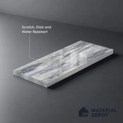 Blue Marble Look LM 06187 8 ft x 4 ft Glossy Finish Decorative Laminate - 1 mm | Suitable for TV Unit, Wardrobe, Kitchen Cabinets