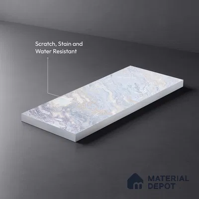 Blue Marble Look LM 06188 8 ft x 4 ft Texture Finish Decorative Laminate - 1 mm | Suitable for TV Unit, Wardrobe, Kitchen Cabinets