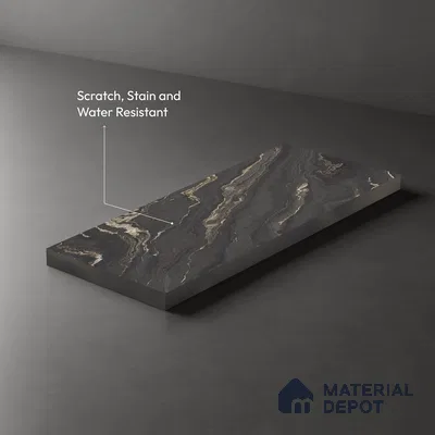 Black Marble Look LM 06189 8 ft x 4 ft Matte Finish Decorative Laminate - 1 mm | Suitable for TV Unit, Wardrobe, Kitchen Cabinets