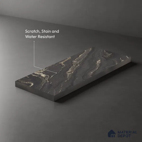 Black Marble Look LM 06189 8 ft x 4 ft Matte Finish Decorative Laminate - 1 mm | Suitable for TV Unit, Wardrobe, Kitchen Cabinets