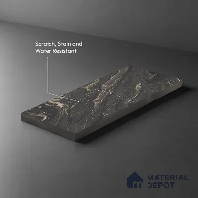 Black Marble Look LM 06190 8 ft x 4 ft Texture Finish Decorative Laminate - 1 mm | Suitable for TV Unit, Wardrobe, Kitchen Cabinets