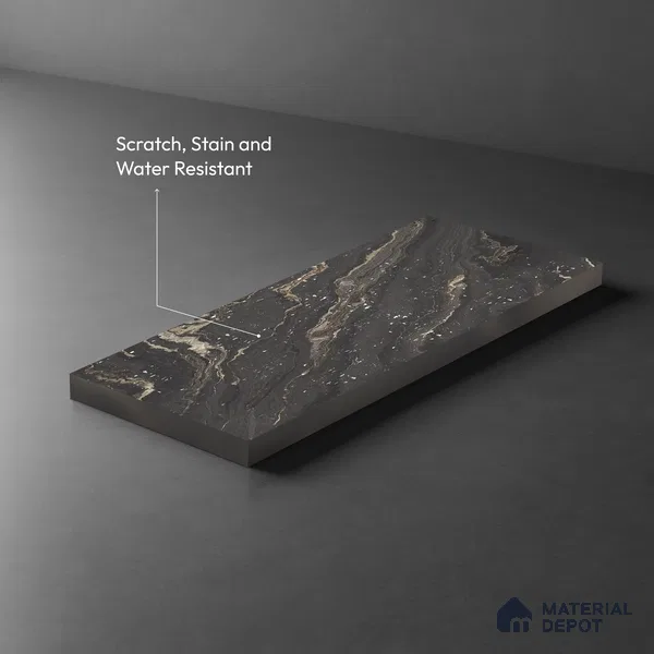 Black Marble Look LM 06190 8 ft x 4 ft Texture Finish Decorative Laminate - 1 mm | Suitable for TV Unit, Wardrobe, Kitchen Cabinets