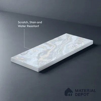 Blue Marble Look LM 06193 8 ft x 4 ft Matte Finish Decorative Laminate - 1 mm | Suitable for TV Unit, Wardrobe, Kitchen Cabinets