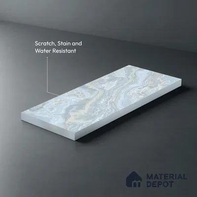 Blue Marble Look LM 06194 8 ft x 4 ft Texture Finish Decorative Laminate - 1 mm | Suitable for TV Unit, Wardrobe, Kitchen Cabinets