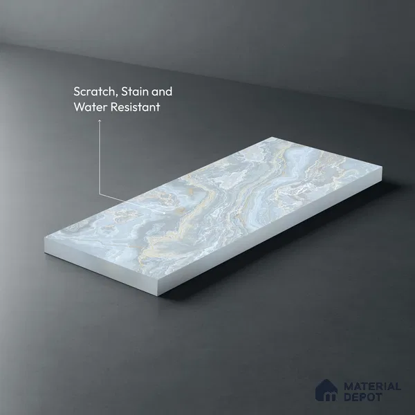 Blue Marble Look LM 06194 8 ft x 4 ft Texture Finish Decorative Laminate - 1 mm | Suitable for TV Unit, Wardrobe, Kitchen Cabinets