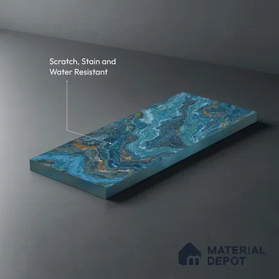 Blue Marble Look LM 06195 8 ft x 4 ft Matte Finish Decorative Laminate - 1 mm | Suitable for TV Unit, Wardrobe, Kitchen Cabinets