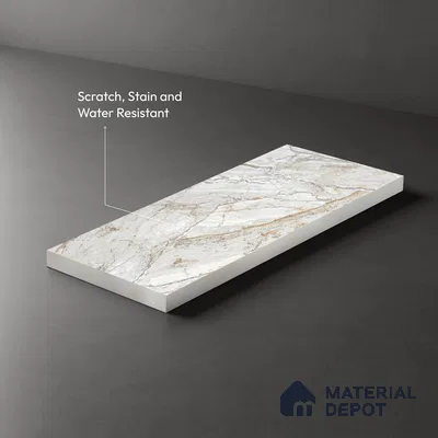 White Creck Stone Marble Look LM 06196 8 ft x 4 ft Matte Finish Decorative Laminate - 1 mm | Suitable for TV Unit, Wardrobe, Kitchen Cabinets