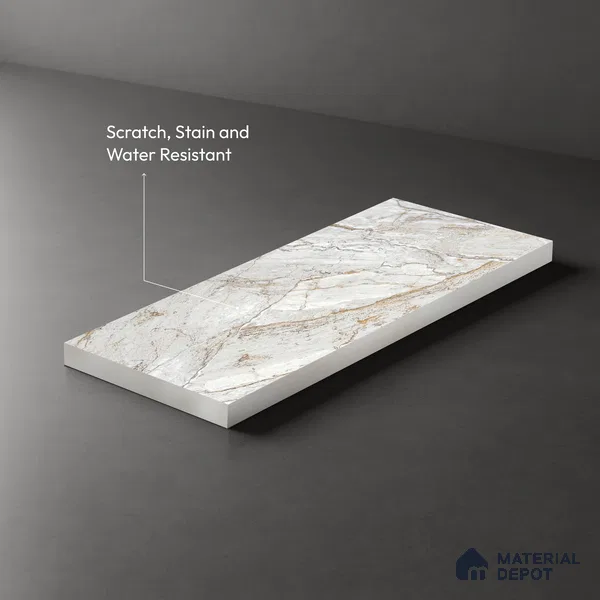 White Creck Stone Marble Look LM 06196 8 ft x 4 ft Matte Finish Decorative Laminate - 1 mm | Suitable for TV Unit, Wardrobe, Kitchen Cabinets
