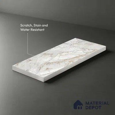 White Creck Stone Marble Look LM 06197 8 ft x 4 ft Texture Finish Decorative Laminate - 1 mm | Suitable for TV Unit, Wardrobe, Kitchen Cabinets