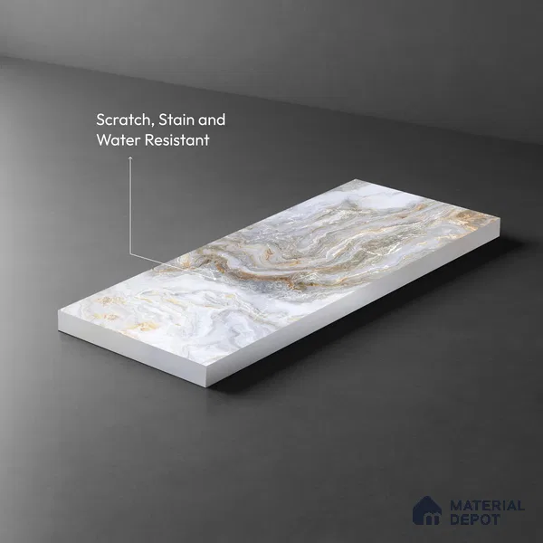 Grey Marble Look LM 06199 8 ft x 4 ft Texture Finish Decorative Laminate - 1 mm | Suitable for TV Unit, Wardrobe, Kitchen Cabinets
